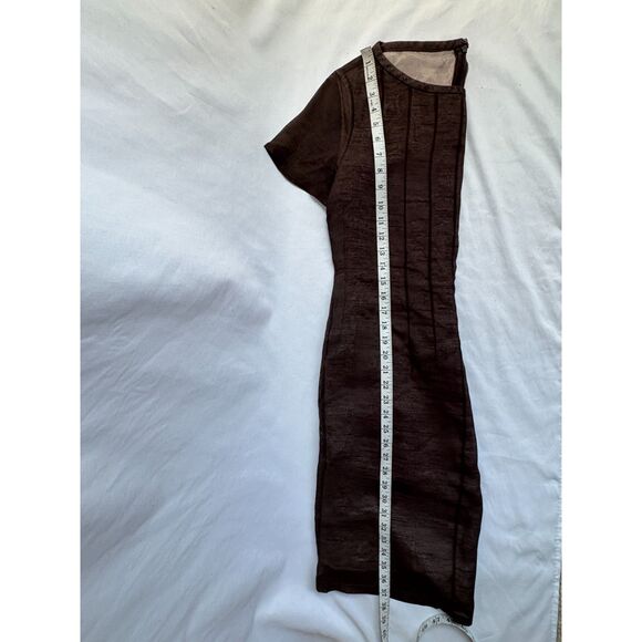 Vintage Key Wear Brown Mini Dress Size L Retro Bow Detail Earthy Feminine - Picture 11 of 11